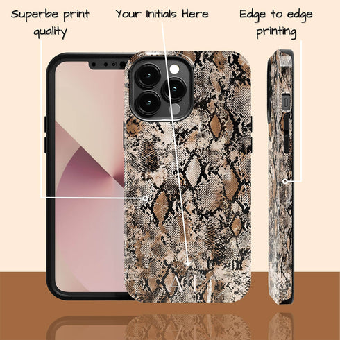 Custom Monogram Initials Snakeskin iPhone Case